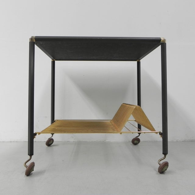 Wood Vintage Coffee Table on Castors with Singles Rack, 1960s For Sale - Image 7 of 18