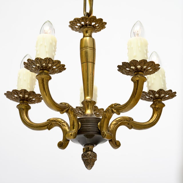 Vintage French, Bronze, Petite Chandelier For Sale In Austin - Image 6 of 9