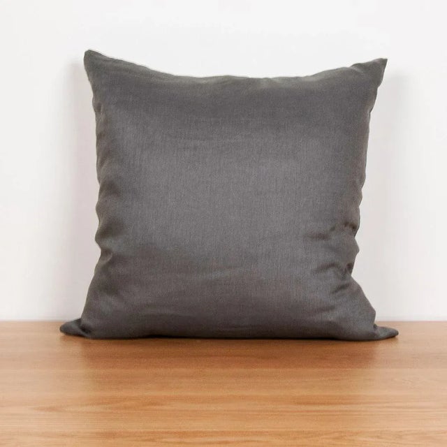 Gray Linen Pillow For Sale - Image 4 of 4