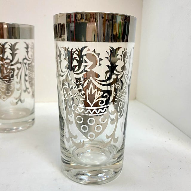 1960s Silver Shield Glass Tumblers by Century Metalcraft 1960's- Set of 7 For Sale - Image 5 of 6