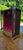 Vintage Wooden Jewelry Armoire With Etched Glass Doors & Red Velvet Lined Interior For Sale - Image 4 of 16
