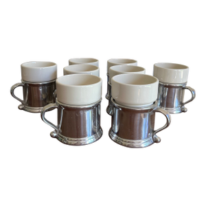 1960s Wilton Armetale Cups With Ceramic Inserts- 16 Pieces
