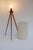 Large Scandinavian Teak Tripod Floor Lamp with Drawn Thread Embroidery Shade For Sale - Image 12 of 17