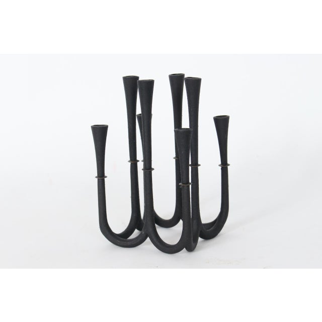 Mid-Century Jens Quistgaard for Dansk Cast Iron & Brass Eight Candlestick Candelabra For Sale - Image 6 of 12