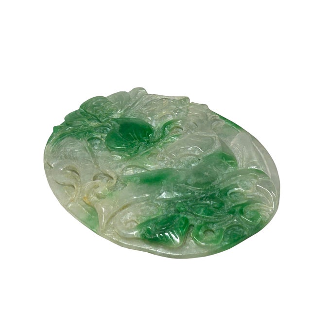 Natural Stone Relief Motif Carving Oval Display Plaque Art For Sale - Image 4 of 11