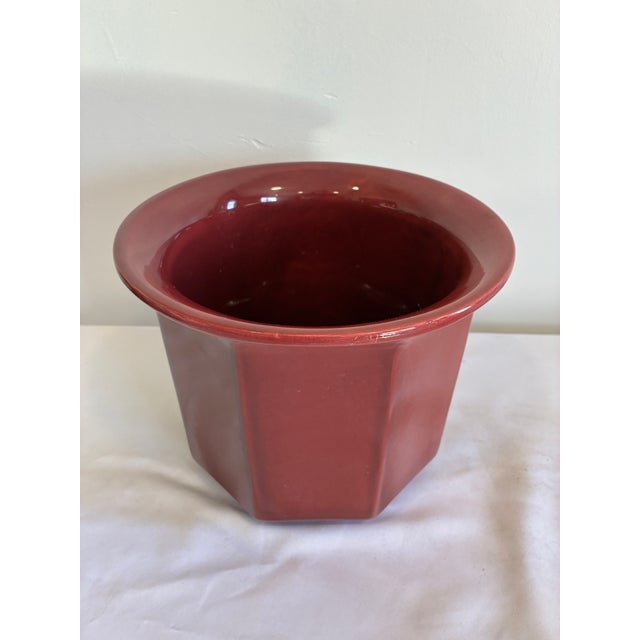 Vintage Artmark Portugal Red Ceramic Planter For Sale - Image 4 of 7