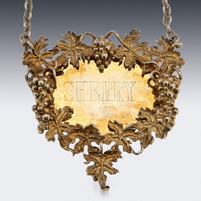 Vintage English Gilt Silver Spirit Labels, London, 1970, Set of 4 For Sale - Image 6 of 8