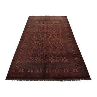 Turkmen Rug 6’7” X 9’6” Red Wool Tribal Hand-Knotted Oriental Carpet For Sale