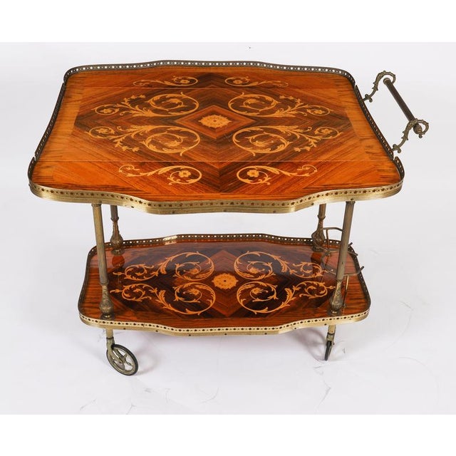 Brown Vintage Italian Marquetry Drinks Trolley from Sorrento For Sale - Image 8 of 16