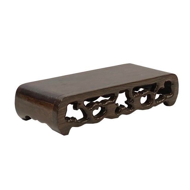 Brown Wood Scroll Rectangular Table Top Stand Display Easel | Chairish
