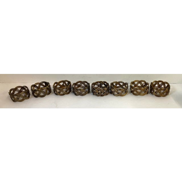 Vintage Woven Metal Napkin Rings - Set of 8 For Sale In Dallas - Image 6 of 6