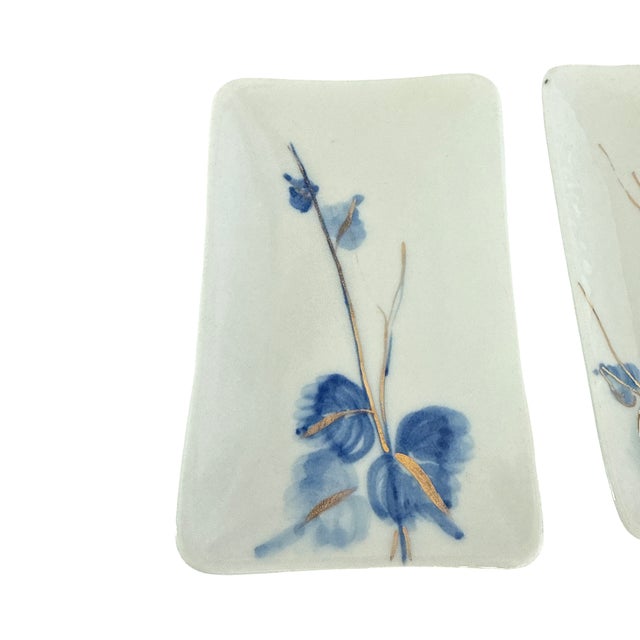 1960s 1960s Unger & Schilde Art Deco Revival Blue & Gold Porcelain Vanity Trays — Pair For Sale - Image 5 of 6