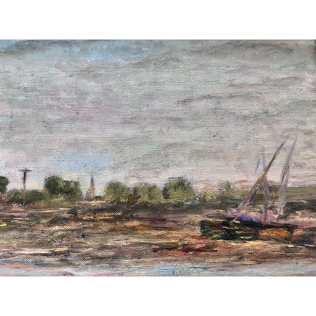 Vintage Framed Original Impressionist Painting of Women at the River For Sale - Image 4 of 13