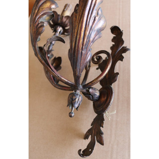 Vintage Baroque Style Three-Light Wall Lamps, 1950s, Set of 2 For Sale - Image 6 of 13