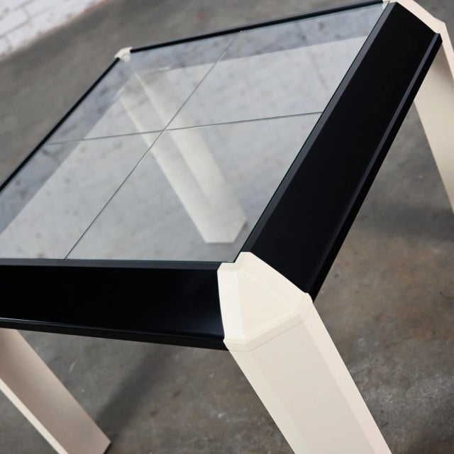 1970-1980’s Modern to Postmodern End Table Off White & Black Painted ...