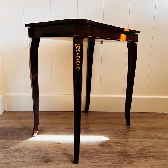 Hollywood Regency Italian Marquetry Inlaid Musical Table For Sale - Image 3 of 10