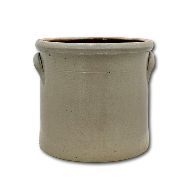 Antique American 2 Gallon Stoneware Storage Crock With Beautiful Hand Decorated Blue Flower Design Circa Mid 1800s For Sale - Image 17 of 18