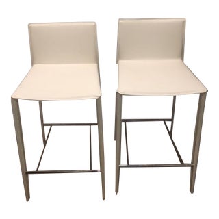 White Modern Stools - A Pair For Sale