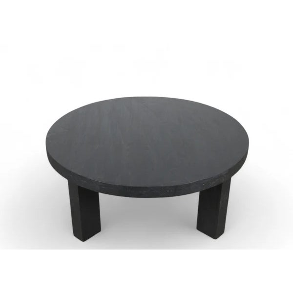 Round Black Modern Teak Coffee Table For Sale In Greensboro - Image 6 of 6