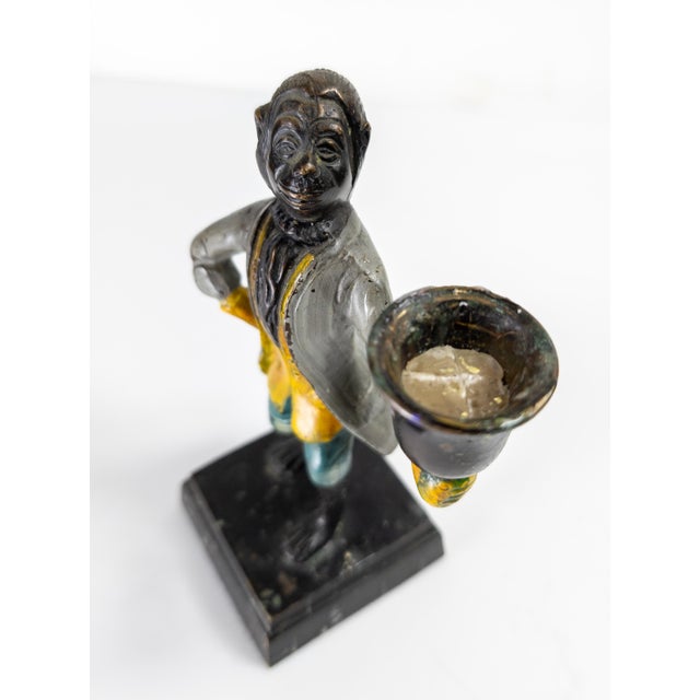 Bronze 20th Century Decorative Bronze Painted Monkey Butler Candle Stick Holder For Sale - Image 8 of 14