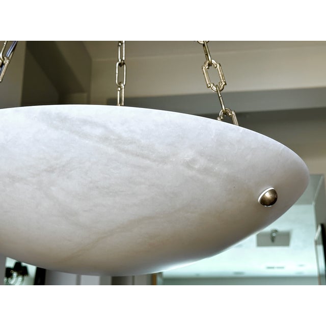 Large French Directoire Style Alabaster Chandelier Pendant Light For Sale - Image 11 of 16