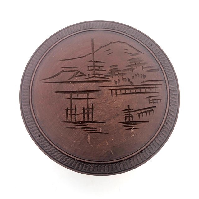 Mid 20th Century Carved Teak Wood Beverage Coasters, Set of 7 For Sale - Image 10 of 13