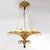 Vintage Two-Tiers Tole Peinte Pagoda-Form Ceiling Chandelier With Faux Tortoiseshell and Bells. The surface of the lamp is...