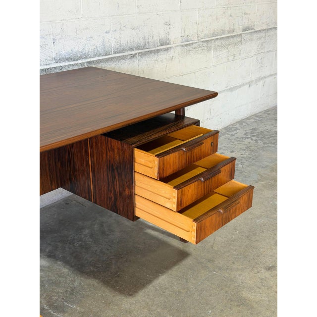 In Style of Gunni Omann for Omann Jun Model 75 Rosewood Executive Desk Danish Mid-Century Modern 1960s For Sale - Image 11 of 11