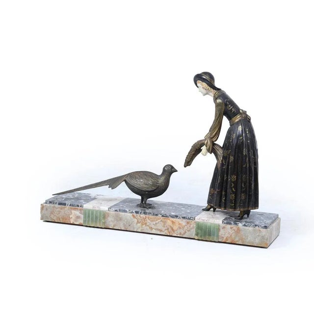 Art Deco Sculpture of Woman with Pheasant, 1930s For Sale - Image 13 of 13