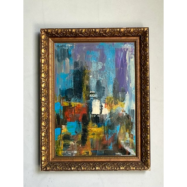 Vintage Boho Original Abstract Oil on Canvas For Sale In West Palm - Image 6 of 7