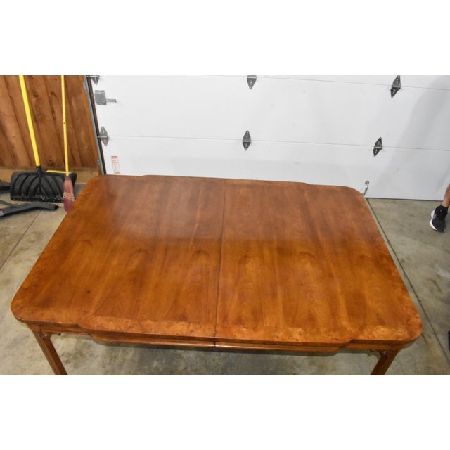 Tomlinson Regency Walnut With Banded Burl Dining Table & 2 Leaves For Sale - Image 9 of 13