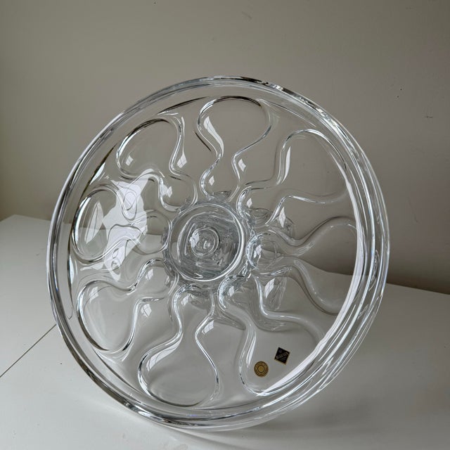 Glass 1980s Optic Bohemian Crystal Cake Stand For Sale - Image 7 of 7