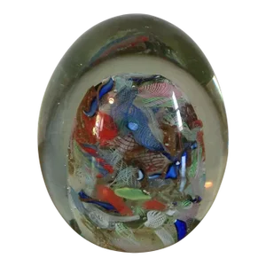 Victorian Glass Paperweight with Scramble Design