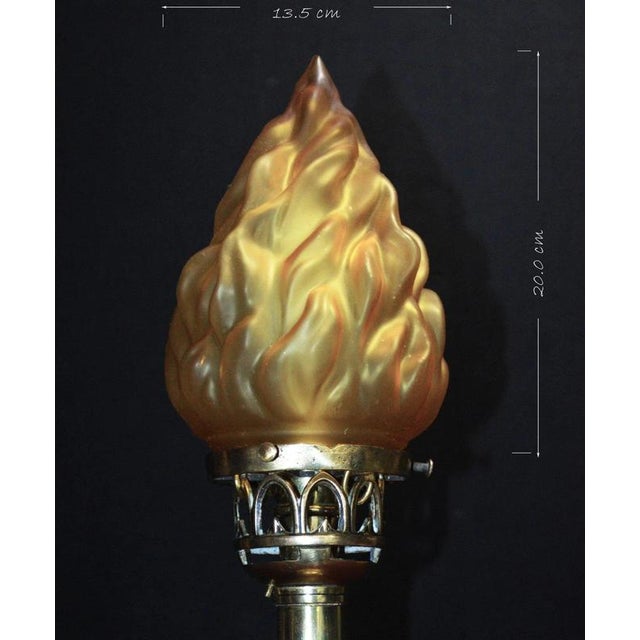 William IV Brass Table Lamp with Flame Glass Shade from Palmer & Co., London, 1830s For Sale - Image 3 of 18