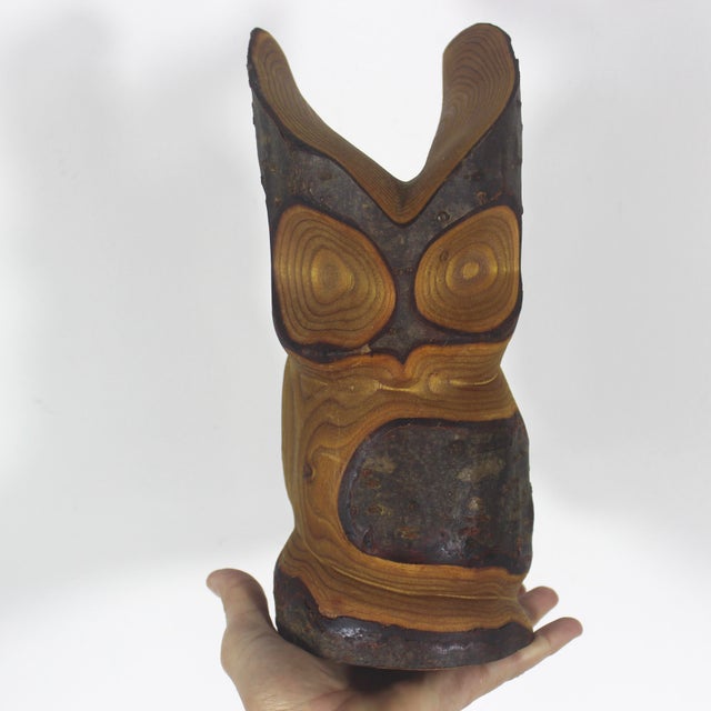 Brown Vintage Hand Carved Wood Owl For Sale - Image 8 of 10
