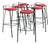 Vintage Vecta Postmodern Black Metal & Red Upholstered Bar Stools – Set of 6 For Sale