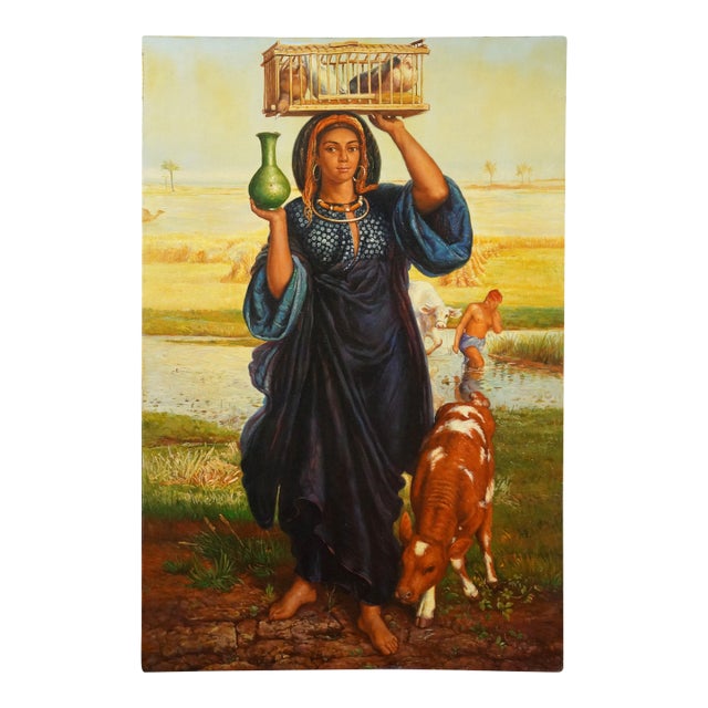 Late 20th Century Afterglow in Egypt Oil Painting After William Holman Hunt Canvas Framed 36" For Sale