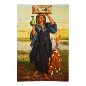 Late 20th Century Afterglow in Egypt Oil Painting After William Holman Hunt Canvas Framed 36"