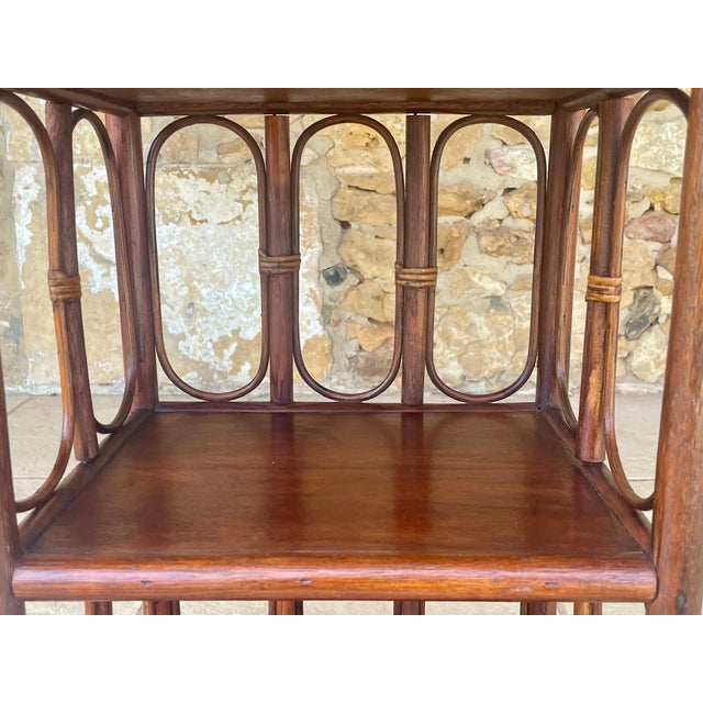 Vintage Bamboo and Rattan Three-Tier Bookcase, 1960s For Sale - Image 11 of 18