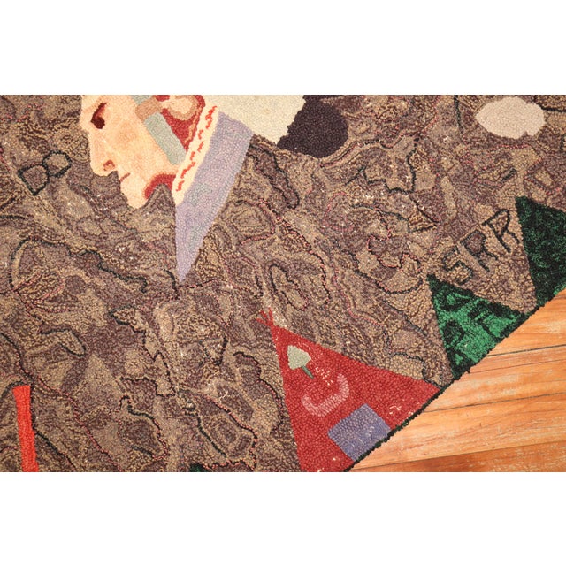 Mid 20th Century Native American Hooked Rug For Sale - Image 4 of 6