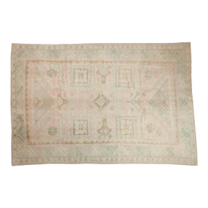 Vintage Distressed Oushak Carpet - 5'11" X 8'10"
