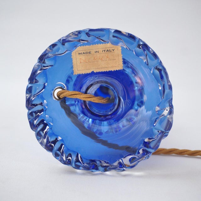 1920`s Italian Antique Murano Glass Table Lamp, Handblown Cobalt Blue Crystal, Barovier & Toso Style - Rewired For Sale - Image 11 of 14
