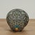 Blue Pair of Vintage Moroccan Terra Cotta and Metal Lidded Urns For Sale - Image 8 of 16