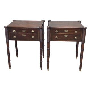 Antique Mahogany Federal Style Nightstands With Interior Slant Desk - A Pair For Sale
