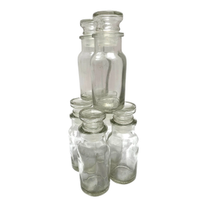 Clear Glass Apothecary Storage Bottles, Set of Six