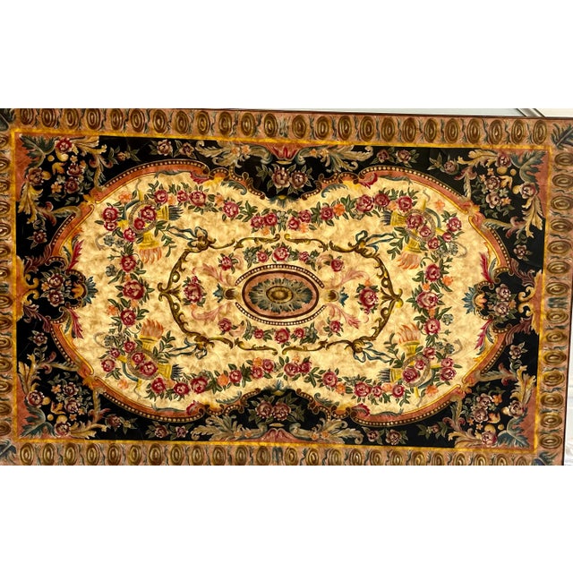 Maitland-Smith Hand-Painted Faux Tapestry Wood Wall Panel For Sale - Image 9 of 10