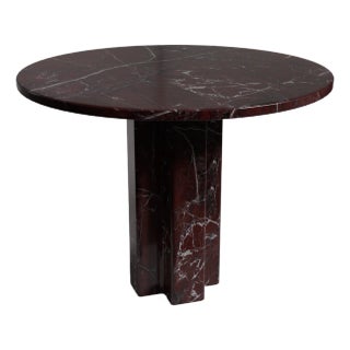 Arti Rosso Levanto Marble Round Dining Table 35.4" For Sale