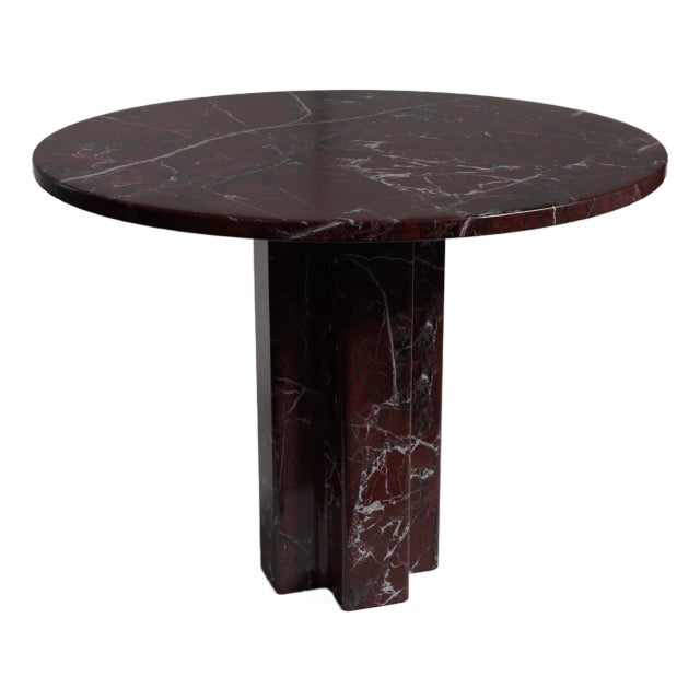 Arti Rosso Levanto Marble Round Dining Table 35.4" For Sale