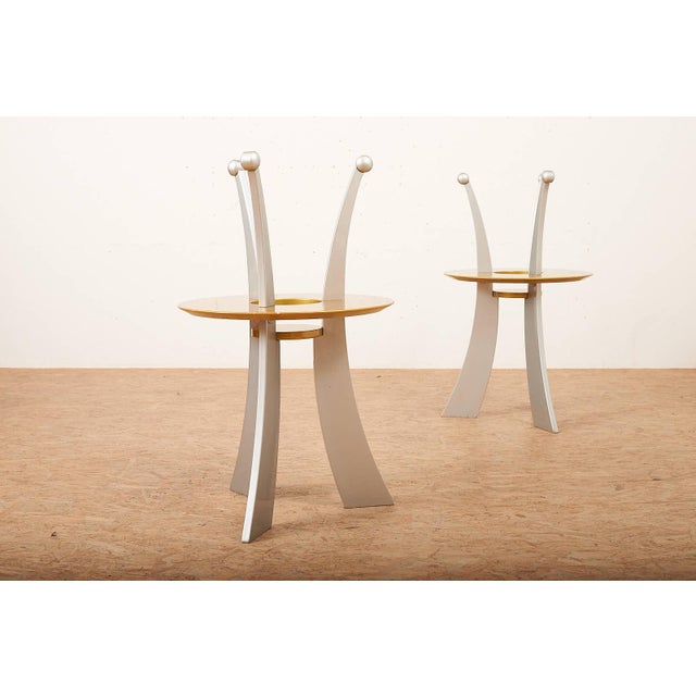 Silver Metallic Orchid Wood Frame Side Table by Massimo Morozzi for Archizoom, 1980s For Sale - Image 11 of 14