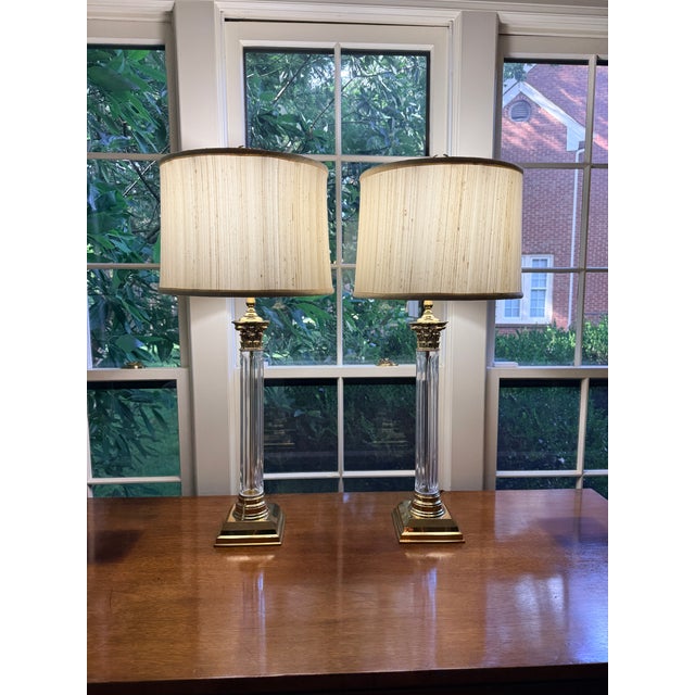 Pair of Remington Crystal Column Lamps For Sale - Image 9 of 12